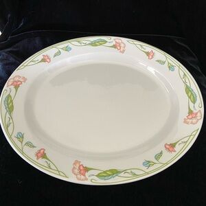 FIGGJO Norway Relieff Blue Floral Flower Serving Platter Norwegian Porcelain